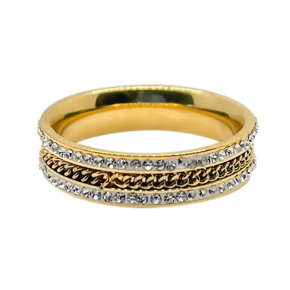 anillo dorado con circonitas estilo bulgari