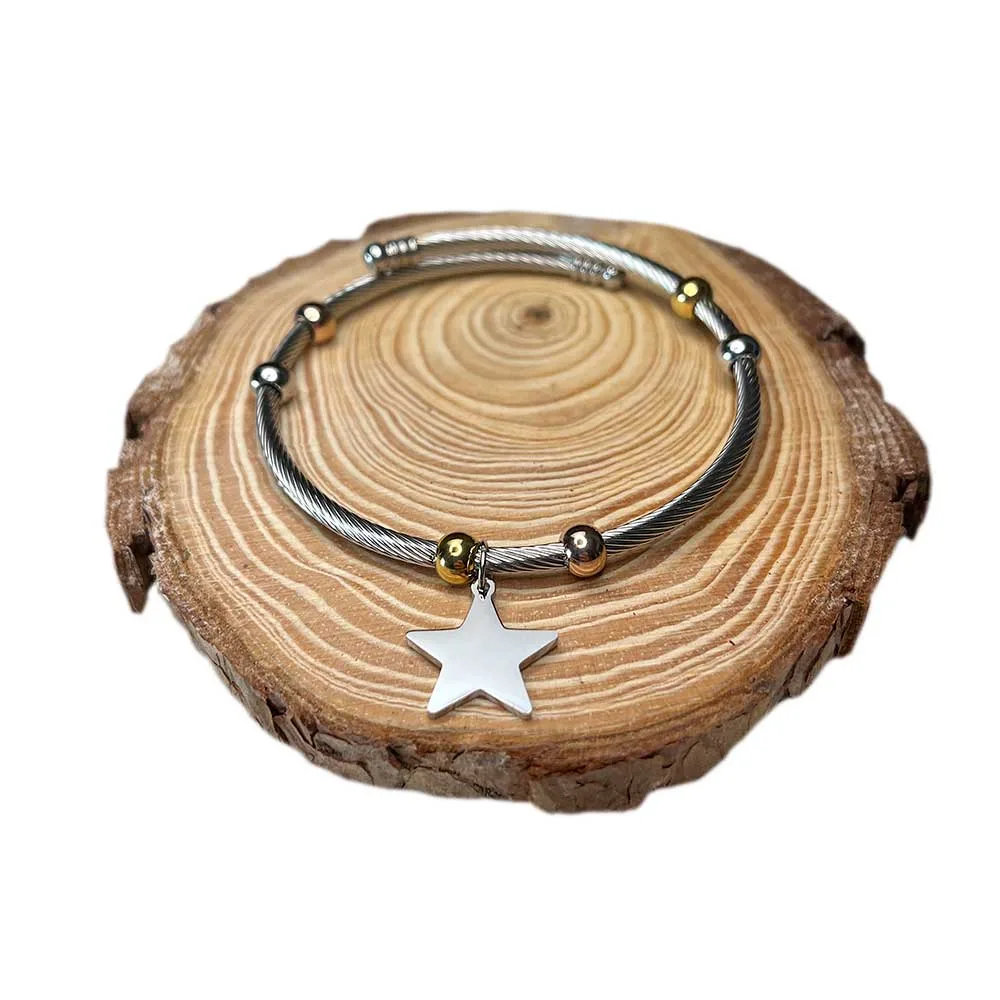 pulsera estrella elastica plateada