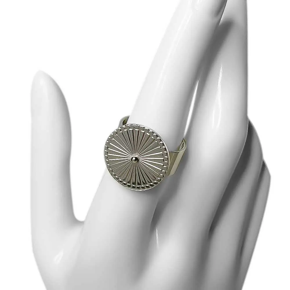 Anillo mujer acero plateado escudo protector